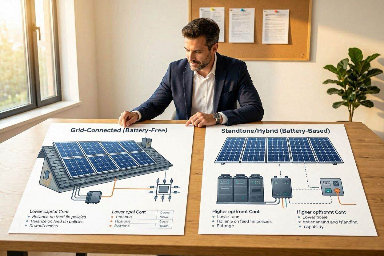 سیستم خورشیدی با باتری یا بدون باتری؛ کدام بهتر است؟