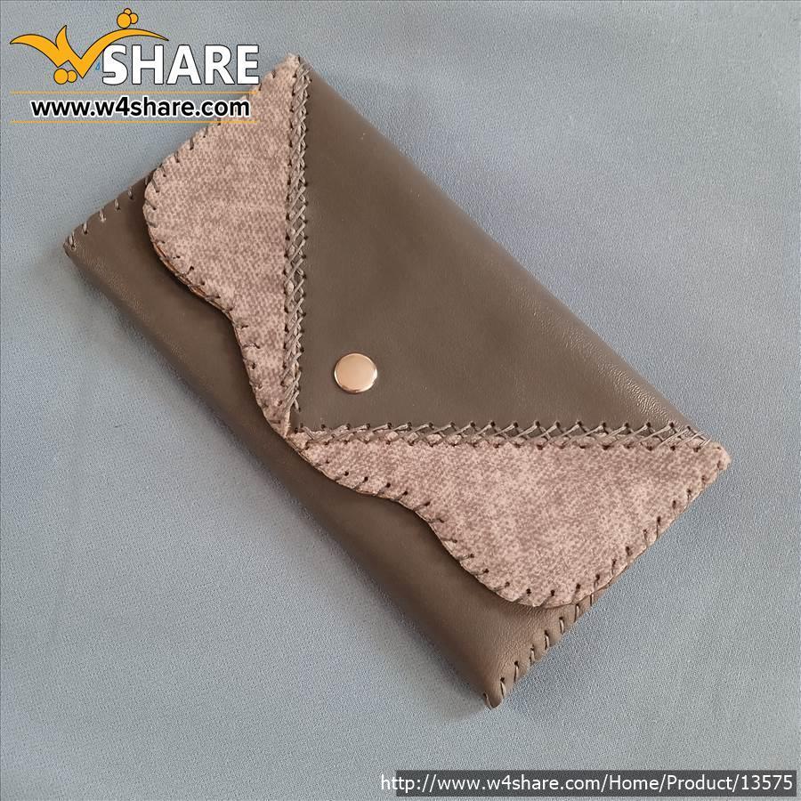کیف پول سه لت چرم صنعتی تمام دستدوز زنانه میترا