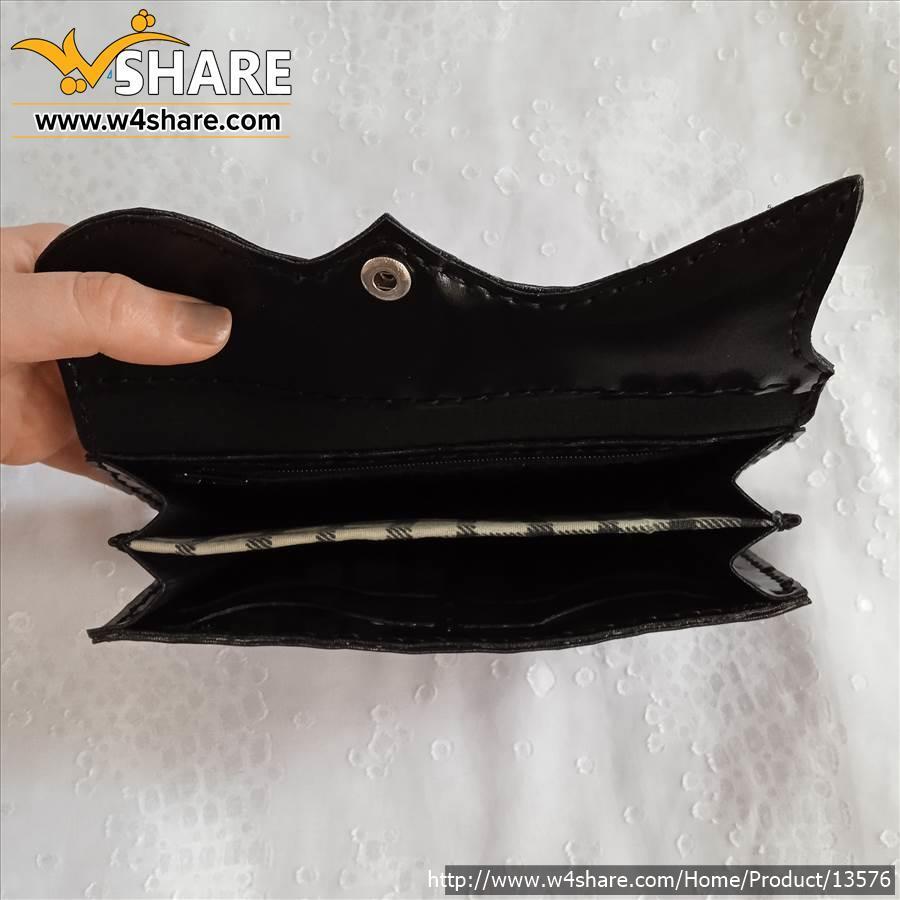 کیف پول دو طبله زنانه از چرم ورنی