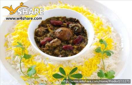 چلو کوبیده خورشت قورمه سبزی شرکتی